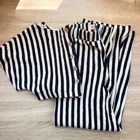 New Free People Changing Tides Set Striped Wide Leg Pants Pants Crop Top Knit XS - Picture 7 of 12